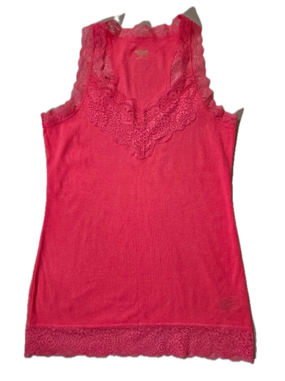 Mossimo Supply Co. Tank Womens L Pink Camisole V-Neck Strappy Lace Trim